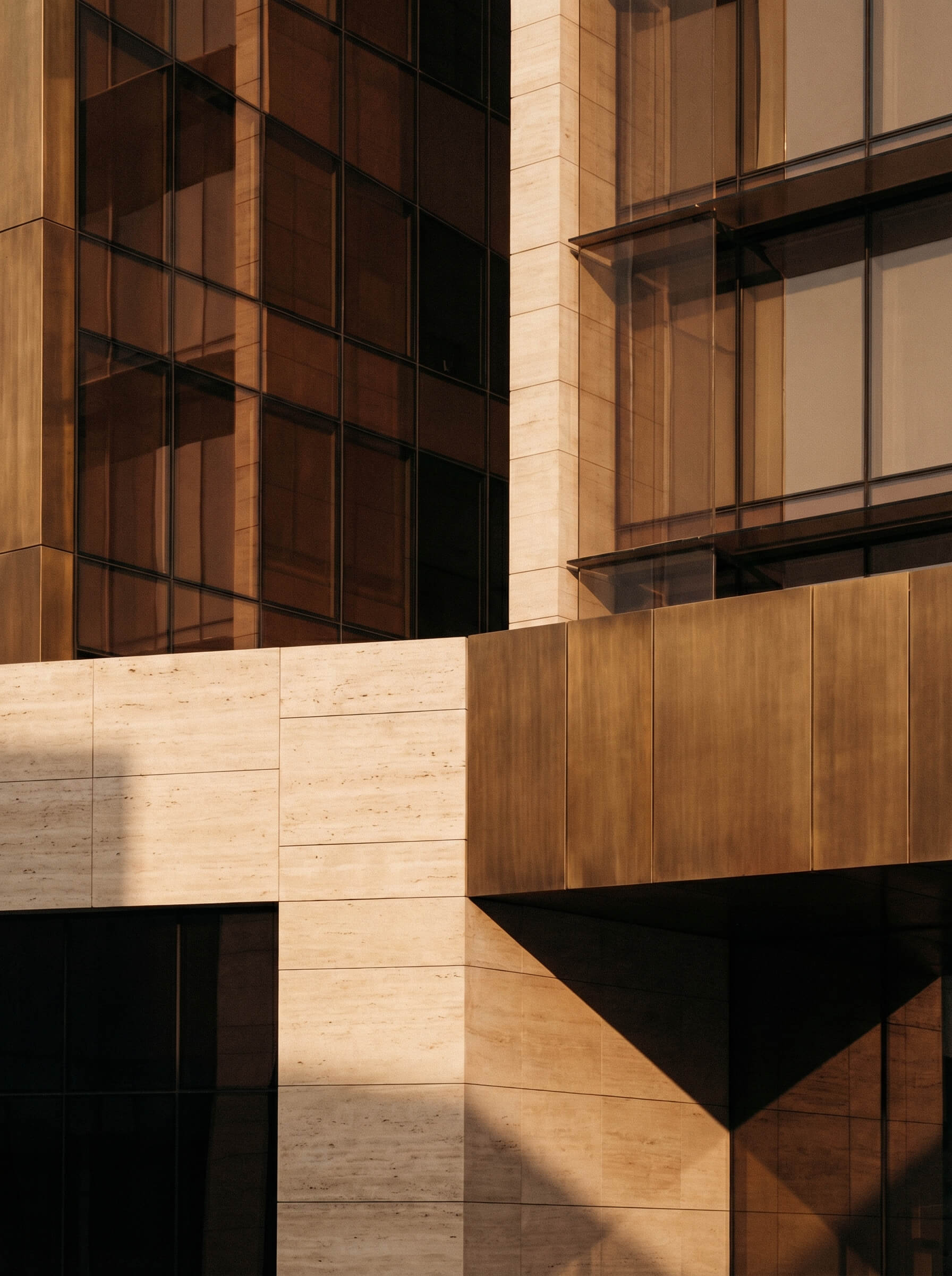 Editorial composition of warm stone and brass, Nurmo visual identity